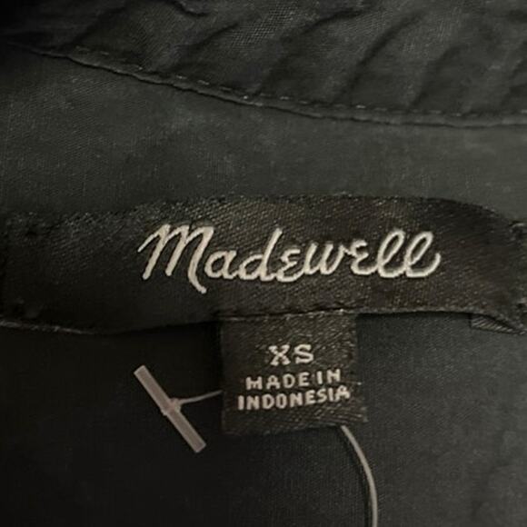 Madewell Black Gray Sleeveless Tiered Button Down Mini A-Line Shirt Dress Sz XS - Picture 7 of 9